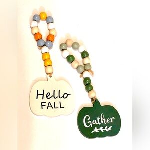 Hello Fall and Gather Rustic Farmhouse Decor Beads Monogram Bundle 2 Green Blue